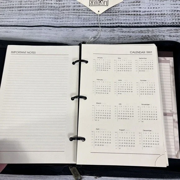 Vintage 1998 Shafmaster Amboldi Black Leather Office Day Planner Address Book - Picture 11 of 16